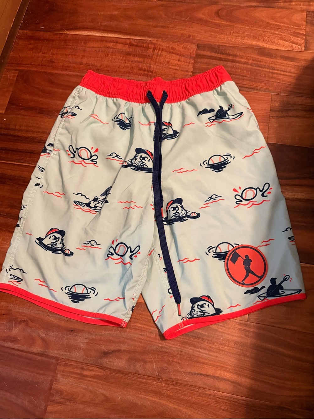 Baseballism Youth Swim Trunks Large Baseball Print (0979)
